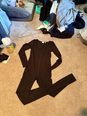 Wilfred Black Long-Sleeve Scoop-Neck Jumpsuit